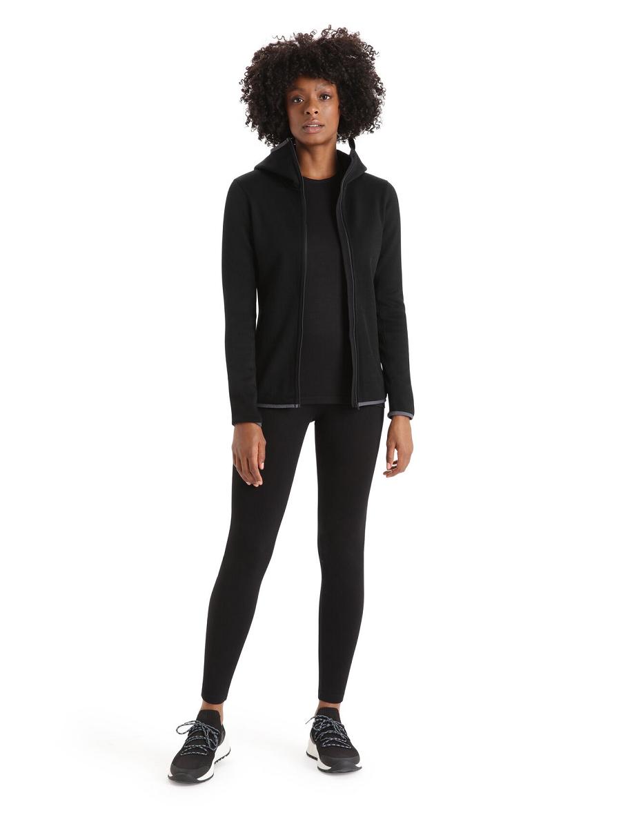 Vestes Icebreaker RealFleece™ Merino Elemental Long Sleeve Zip Hood Femme Noir | FR 1645OKIR